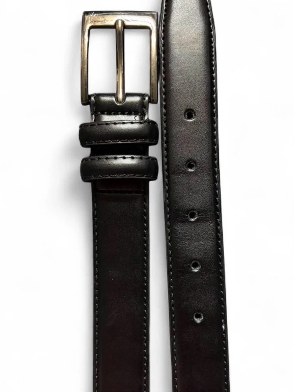 Mio Marino Collection Black leather belt silver buckle 36”